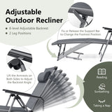 NNECW Outdoor Aluminum Chaise Lounge Chair with 8 Back and 2 Leg Adjustable Positions