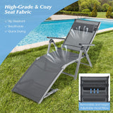NNECW Outdoor Aluminum Chaise Lounge Chair with 8 Back and 2 Leg Adjustable Positions