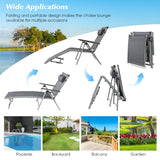 NNECW Outdoor Aluminum Chaise Lounge Chair with 8 Back and 2 Leg Adjustable Positions