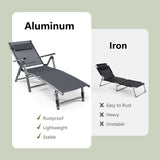 NNECW Outdoor Aluminum Chaise Lounge Chair with 8 Back and 2 Leg Adjustable Positions