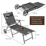NNECW Outdoor Aluminum Chaise Lounge Chair with Wheels and Adjustable Backrest for Patio