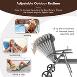 NNECW Outdoor Aluminum Chaise Lounge Chair with Wheels and Adjustable Backrest for Patio