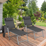 NNECW Outdoor Aluminum Chaise Lounge Chair with Wheels and Adjustable Backrest for Patio