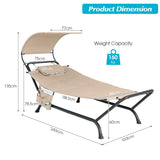 NNECW Patio Hanging Chaise Lounge Chair with Storage Bag-Beige