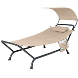 NNECW Patio Hanging Chaise Lounge Chair with Storage Bag-Beige