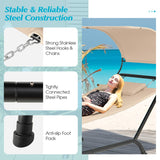 NNECW Patio Hanging Chaise Lounge Chair with Storage Bag-Beige