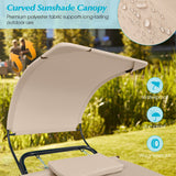 NNECW Patio Hanging Chaise Lounge Chair with Storage Bag-Beige