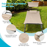 NNECW Patio Hanging Chaise Lounge Chair with Storage Bag-Beige
