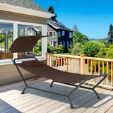 NNECW Patio Hanging Chaise Lounge Chair with Storage Bag-Coffee