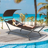 NNECW Patio Hanging Chaise Lounge Chair with Storage Bag-Coffee