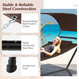 NNECW Patio Hanging Chaise Lounge Chair with Storage Bag-Coffee
