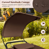 NNECW Patio Hanging Chaise Lounge Chair with Storage Bag-Coffee