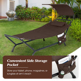 NNECW Patio Hanging Chaise Lounge Chair with Storage Bag-Coffee