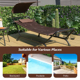 NNECW Patio Hanging Chaise Lounge Chair with Storage Bag-Coffee