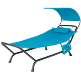 NNECW Patio Hanging Chaise Lounge Chair with Storage Bag-Navy