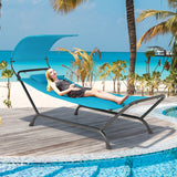 NNECW Patio Hanging Chaise Lounge Chair with Storage Bag-Navy