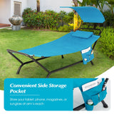 NNECW Patio Hanging Chaise Lounge Chair with Storage Bag-Navy