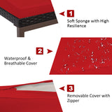 NNECW Outdoor Reclining Chaise with Adjustable Backrest for Garden Red