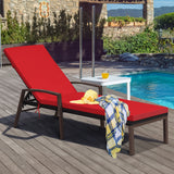 NNECW Outdoor Reclining Chaise with Adjustable Backrest for Garden Red