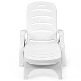NNECW Adjustable Chaise Lounge Chair with Built-In Wheels for Patio White