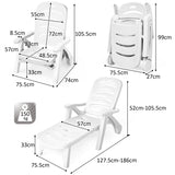 NNECW Adjustable Chaise Lounge Chair with Built-In Wheels for Patio White