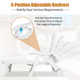 NNECW Adjustable Chaise Lounge Chair with Built-In Wheels for Patio White
