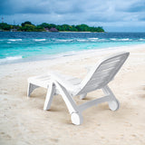 NNECW Adjustable Chaise Lounge Chair with Built-In Wheels for Patio White
