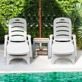 NNECW Adjustable Chaise Lounge Chair with Built-In Wheels for Patio White