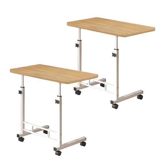 NNEAGS 2X 40x80cm Walnut Bedside Table Movable Bedroom Desk Student Computer Table