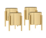 NNEAGS 4X 30CM Gold Metal Plant Stand with Flower Pot Holder Corner Shelving Rack Indoor Display