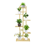 NNEAGS 6 Tier 7 Pots Gold Metal Plant Stand Flowerpot Display Shelf Rack Indoor Home Office Decor
