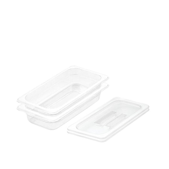 NNEAGS 65mm Clear Gastronorm GN Pan 1/3 Food Tray Storage Bundle of 2 with Lid