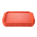 NNEAGS Rectangular Serving Tray Heavy Duty Waterproof Stackable Plastic Food Snack Pan Set of 5 Orange