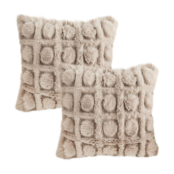 NNEAGS 2X 45cm Wabi-sabi Herringbone Plush Square Throw  Pillow