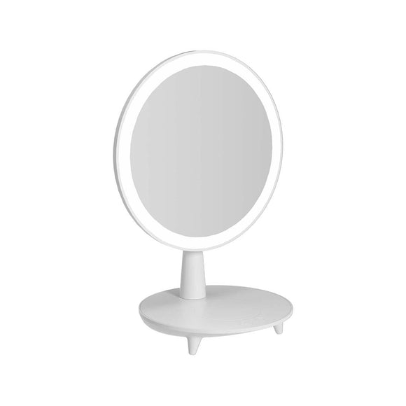 NNEAGS Round White Rechargeable LED Light Makeup Mirror Tabletop Vanity Home Decor