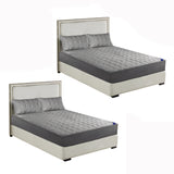 NNEAGS 2X Grey 153cm Wide Mattress Cover Thick Quilted Stretchable Bed Spread Sheet Protector with Pillow Covers