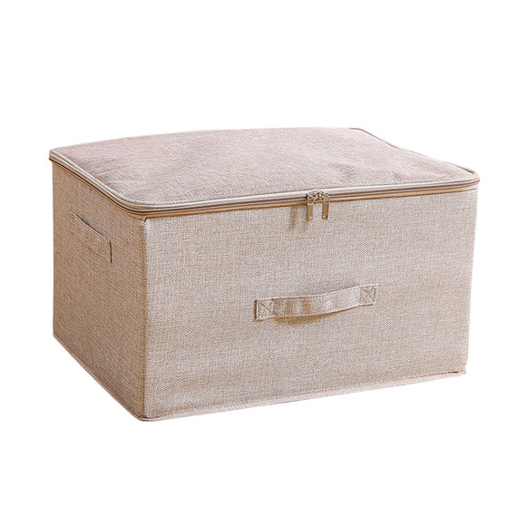 NNEAGS Beige Large Portable Double Zipper Storage Box Moisture Proof Clothes Basket Foldable Home Organiser