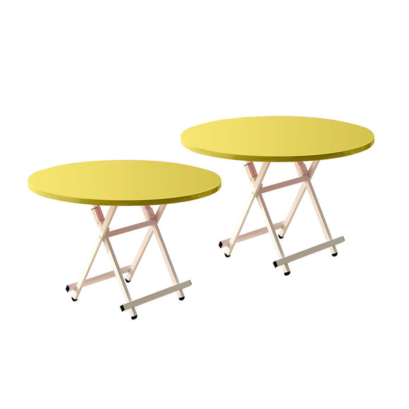 NNEAGS 2X Yellow Dining Table Portable Round Surface Space Saving Folding Desk Home Decor