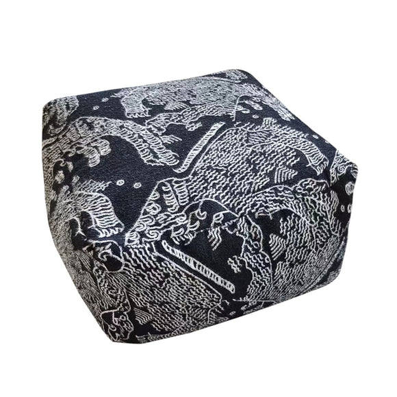 NNEAGS 55x30cm Black Squared Soft Pouffe Seat Cushion Elegant Home Accent D?cor Stylish Footstool