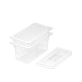 NNEAGS 150mm Clear Gastronorm GN Pan 1/3 Food Tray Storage Bundle of 2 with Lid
