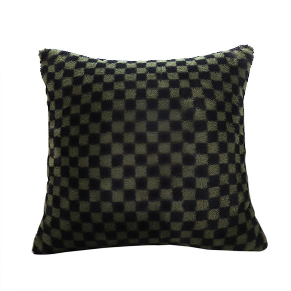 NNEAGS 45cm Urban Light Luxury Pillow Dark Night Green Checkered Square Throw Pillow