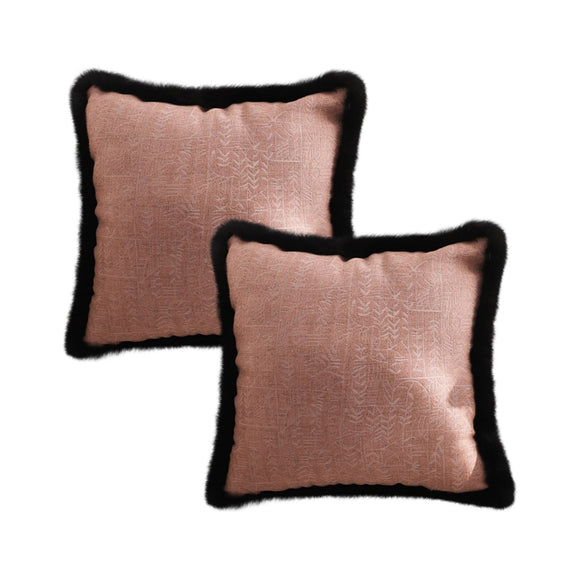 NNEAGS 2X 50cm Mid-century Style Raised Embroidery Texture Edged Square Throw Pillow