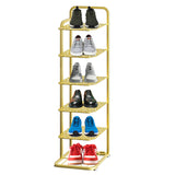 NNEAGS 6 Tier Gold Plated Metal Shoe Organizer Space Saving Portable Footwear Storage Shelf