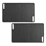 NNEAGS 2X 45cm Rectangular Cast Iron Portable Fry BBQ Grill Plate Cooking Pan Tray with Handle