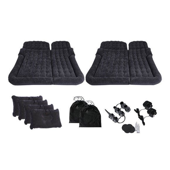 NNEAGS 2X Black Inflatable Car Boot Mattress Portable Camping Air Bed Travel Sleeping Essentials