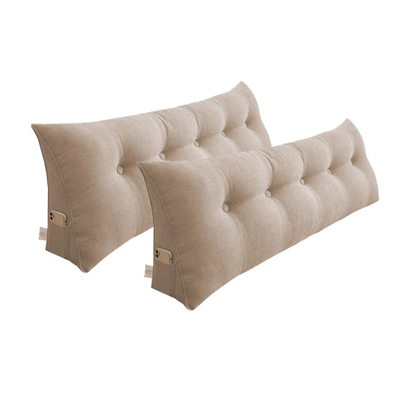NNEAGS 2X 180cm Beige Triangular Wedge Bed Pillow Headboard Backrest Bedside Tatami Cushion Home Decor
