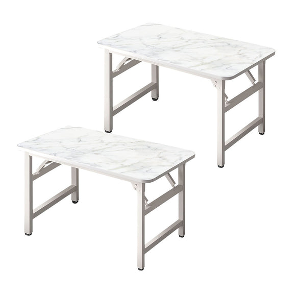 NNEAGS 2X 120x60x75cm White Foldable Computer Study Table Easy Assembly Desk No Chair