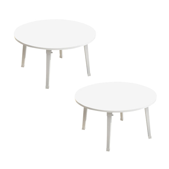 NNEAGS 2X White Portable Floor Table Small Round Space-Saving Mini Desk Home Decor