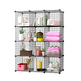 NNEAGS Black Portable 12-Cube Storage Organiser Foldable DIY Modular Grid Space Saving Shelf