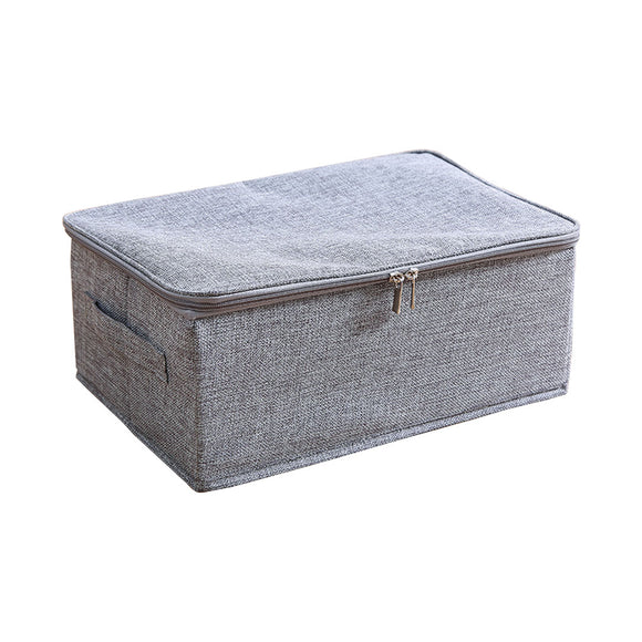 NNEAGS Grey Small Portable Double Zipper Storage Box Moisture Proof Clothes Basket Foldable Home Organiser